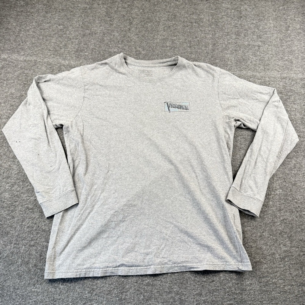 Patagonia Shirt Mens Medium Gray Long Sleeve Classic Ice Axe Iron Clad Outdoors